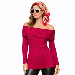 Y2K Cache Pink Cowl Neck Knit Top | Luxury Glamour | Off Shoulder | Medium NWT
